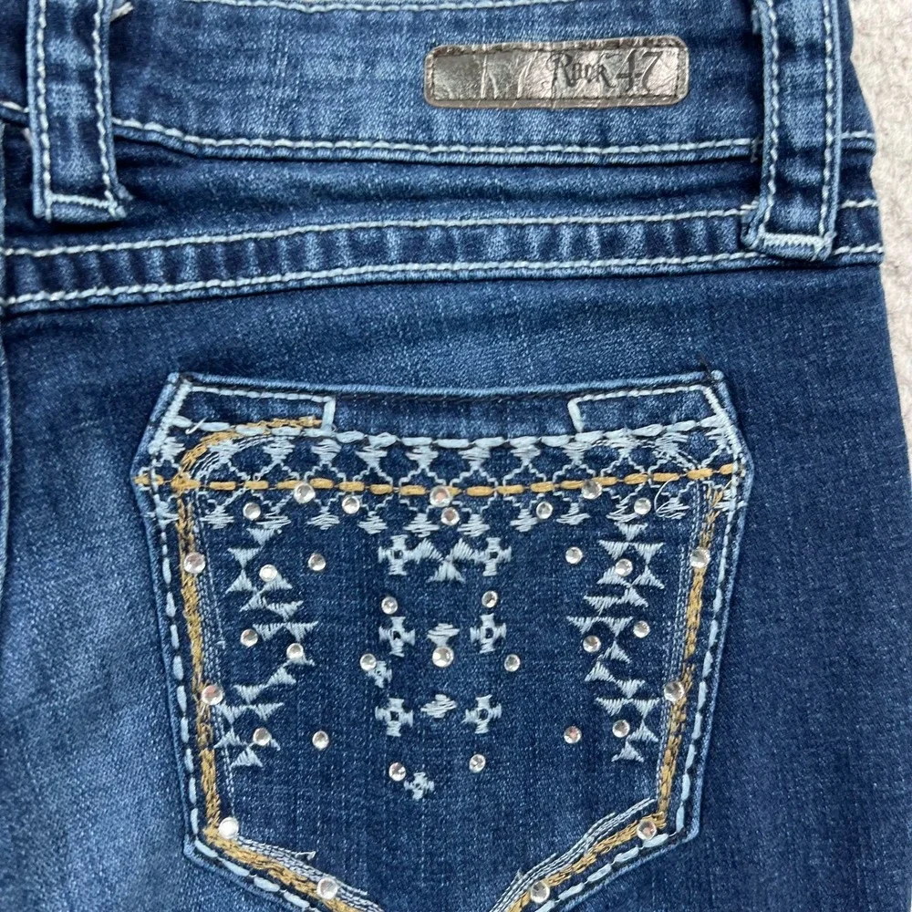 Wrangler Rock 47 Jeans Womens 27x34 *28x32 Ultra‎ Low Rise Boot Cut Embroidered